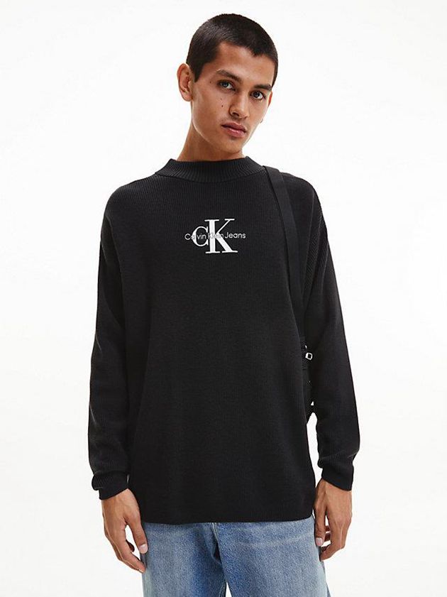 Calvin Klein USA Relaxed Monogram Jumper Mens Sweater Black 1463257-AH